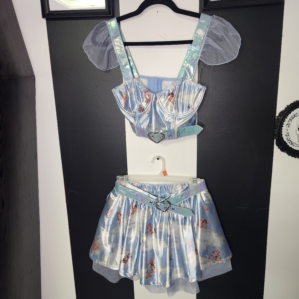 SOLD Blue Angel Skirt Set with Heart Detail - Picture 1 of 7